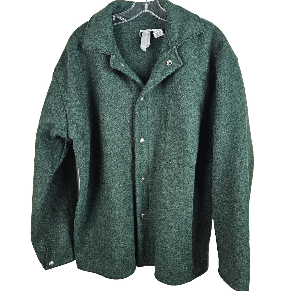National Safety Apparel FR wool jacket Mens Size Large Green snaps Made in USA